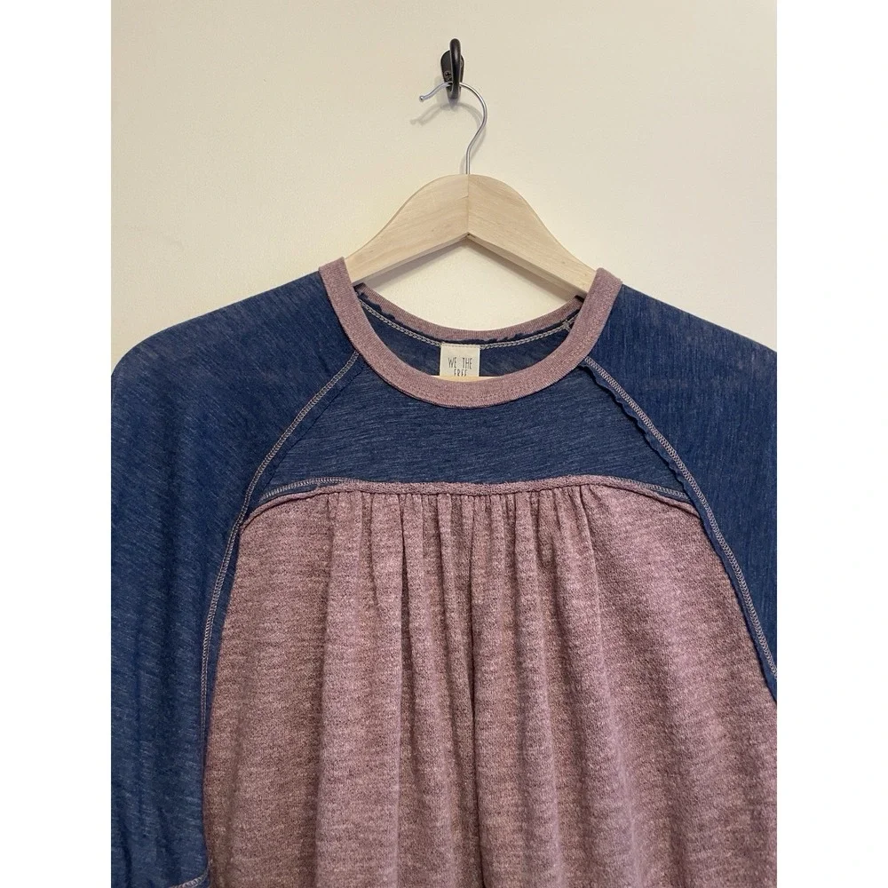 Free People We the Free Friday Fever Top Women XS Purple Blue Boho Patchwork New
